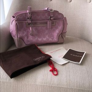 Light Lilac/Pink Signature Coach Suede Handbag